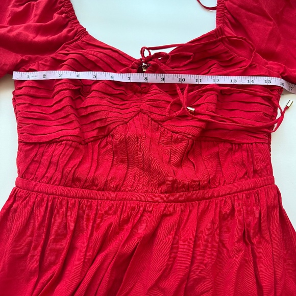 Karl Lagerfeld Paris Womens Tie Neck A Line Cherry Red Dress 4 - Picture 14 of 16